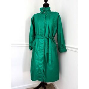 Vintage Emerald Green Iridescent Oversized Trench Coat w/liner L/XL British Mist
